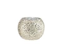 BOTANIC®-Photophore boule effet relief coloris gris en verre - 8 x 8 x 8 cm
