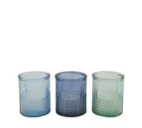 BOTANIC®-Photophore en verre effet gaufré - diamètre 9 x H 11 cm