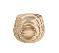 BOTANIC®-Photophore lignes coloris beige en métal - 10,5 x 10,5 x 8,5 cm