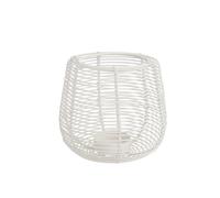 BOTANIC®-Photophore lignes coloris blanc en métal - 12,5 x 12,5 x 12,5 cm