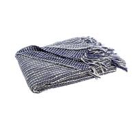 BOTANIC®-Plaid décoratif chenille et pompons coloris multicolore en coton - 130 x 170 cm