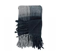 BOTANIC®-Plaid rectangulaire à carreaux bleu en acrylique - 125 x 150 cm