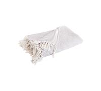 BOTANIC®-Plaid uni en chenille coton beige et lilas - 170 x 130 cm