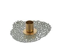 BOTANIC®-Porte-bougie forme feuille en métal vert et or - diamètre 13 x 4 cm