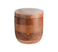 BOTANIC®-Pot à sel rotatif en bois de manguier naturel - diamètre 10 x H 10 cm