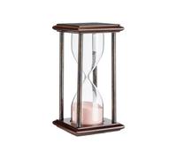 BOTANIC®-Sablier vintage en verre et bois noir avec sable rose - 7,5 x 7,5 x 15 cm