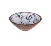 BOTANIC®-Saladier coloris multicolore en bois de bambou motifs floraux façon aquarelle Garden flora - diamètre 30 cm