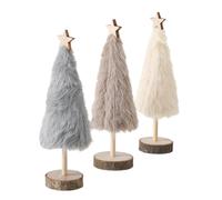 BOTANIC®-Sapin décoratif en fausse fourrure à poser socle en bois - 23 cm