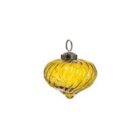 BOTANIC®-Suspension boule décorative goutte striée coloris jaune en métal - diamètre 7,5 cm