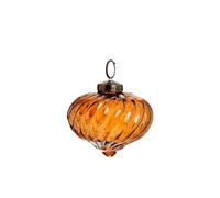BOTANIC®-Suspension boule décorative goutte striée coloris marron en métal - diamètre 7,5 cm