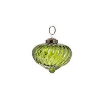BOTANIC®-Suspension boule décorative goutte striée coloris vert en métal - diamètre 7,5 cm