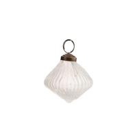 BOTANIC®-Suspension boule décorative losange striée coloris blanc en verre et métal - diamètre 7,5 cm