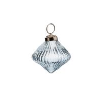 BOTANIC®-Suspension boule décorative losange striée coloris bleu en verre et métal - diamètre 7,5 cm