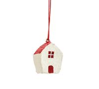 BOTANIC®-Suspension décorative maisonnette coloris rouge en coton maché - 5 x 2,5 x 4,5 cm