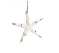 BOTANIC®-Suspension étoile 5 branches coloris blanc en papier mâché - 13 x 13 cm