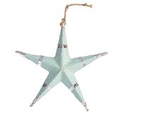 BOTANIC®-Suspension étoile 5 branches coloris bleu en papier mâché - 13 x 13 cm