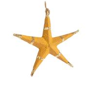 BOTANIC®-Suspension étoile 5 branches coloris jaune en papier mâché - 13 x 13 cm