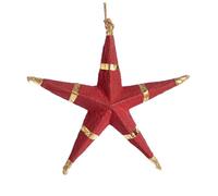 BOTANIC®-Suspension étoile 5 branches coloris rouge en papier mâché - 13 x 13 cm