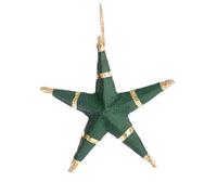 BOTANIC®-Suspension étoile 5 branches coloris vert en papier mâché - 13 x 13 cm