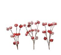 BOTANIC®-Suspension paille et baies rouges enneigées 15cm (lot de 3 suspensions)