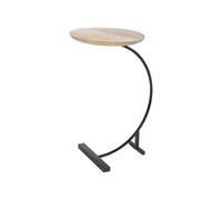 BOTANIC®-Table basse en bois de manguier déportée sur pied en métal noir grand modèle - 68 x 40 x 50 cm