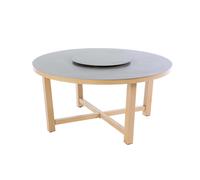 BOTANIC®-Table ronde Kentia coloris gris en aluminium et bois - diamètre 159 cm x H76 cm