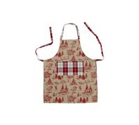 BOTANIC®-Tablier en coton beige et bordeaux décor hiver - 70 x 85 cm