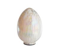 BOTANIC®-Œuf décoratif en verre moucheté beige et blanc - diamètre 11 x H 18 cm