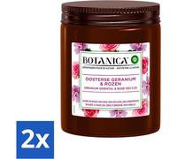 Botanica d'Air Wick - Bougie Parfumée - Géranium & Rose - 40 heures de combustion - Pack Avantage - 2 pièces