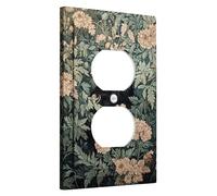 Botanical Cat Plaque de protection pour interrupteur/couvercles de sortie, félin noir parmi les verts floraux, plaques murales décoratives en thermoplastique, prise duplex simple de taille standard