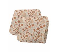 Botanical Fall Lot de 2 housses de coussin extensibles et ajustées pour canapé 2 places Motif floral pastoral Feuille d'érable Parfait pour chaises sectionnelles et chaises T