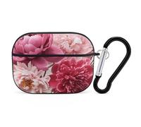 Botanical Floral Coque rigide pour Airpod Pro Coque de protection complète contre les chutes avec porte-clés compatible avec AirPod Pro 2e/1ère génération, LED avant visible, noir