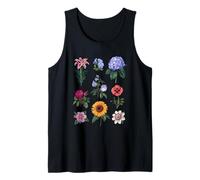 Botanical Flower Collection Illustration Grid Nature Art Débardeur
