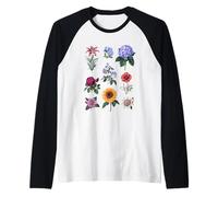 Botanical Flower Collection Illustration Grid Nature Art Manche Raglan