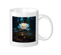 Botanical Lot de 1 mug imprimé nature paillettes rêveuses belles fleurs de forêt feuilles bleues blanches en céramique thé infuseur poids léger garde-manger Apaartment chambre à coucher tasse à café