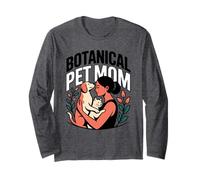 Botanical Pet Mom Crest Art Rétro Chien et Chat Manche Longue