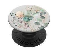 Botanical Watercolor Eucalyptus Leaves Green Blossom Flowery PopSockets PopGrip Adhésif
