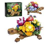 Botanicals Ensemble de Construction d'animaux Tortue,Tortue de mer avec Pot de Fleurs,Plante Bloc de Construction,Décoration pour la Maison ou la Table Cadeau pour Adultes Femmes Filles(509 pièces)