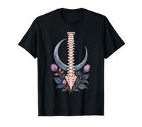 Botanique Croissant de Lune Humain Colonne Vertébrale Art T-Shirt Graphique avec Valeur