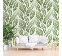 Botanique Pastorale Feuilles Papier Peint Panoramique, Plantes Naturelles Papier Peint Intissé, Plantes Feuilles Tapisserie Murale Cuisine Salle de Bain, Décoration Murale Chambre, 150 x 105 cm