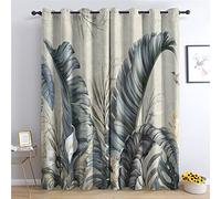 Botanique Rideau Occultant Thermiques à Oeillets pour Salon et Chambre, Motif Tropical Feuilles Lot de 2 Rideau Fenetre et Draperies Intérieurs Moderne, 140x260