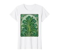 Botanique Vintage Feuille de Chou frisé T-Shirt Graphique avec Valeur, Femme, Blanc, XL