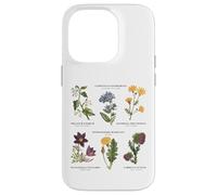 Botanique Vintage - Six Fleurs Sauvages avec des Noms latins Coque pour iPhone 14 Pro