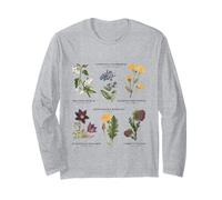 Botanique Vintage - Six Fleurs Sauvages avec des Noms latins Manche Longue