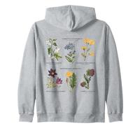 Botanique Vintage - Six Fleurs Sauvages avec des Noms latins Sweat à Capuche