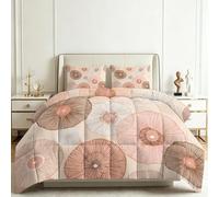 Botaniques Géométriques Couette sans Houss 140 x 200 cm Couettes Imprimée 4 Saisons, Fleurs Circulaires Couette Matelassée sans Housse Réversible pour Ete Hiver 1 Personne avec 2 Taies d'oreiller
