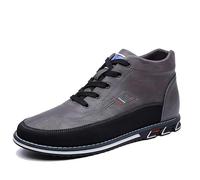Botas De Cuero Casuales De Los Hombres Negocio Para Conducir Caminar Calor Slip-On Cómodos Zapatos Ajustables Altos Gris 51 EU