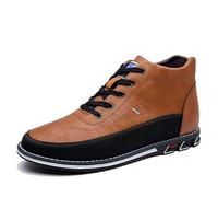 Botas De Cuero Casuales De Los Hombres Negocio Para Conducir Caminar Calor Slip-On Cómodos Zapatos Ajustables Altos Orange 50 EU