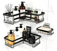 BOTC Étagère Douche sans Percage, Rangement Angle Salle de Bain，Noir | Porte Savon Douche pour Nettoyant pour Corps de Shampoing, Organisateur Douche
