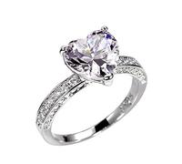 BOTCAM Bague en forme de cœur Bague élégante en strass pour femmes Travail Anneaux de cuivre en zircon pour les femmes Taille 6 10 autour Moule en silicone Bagues de mariage, 10, Cuivre, Aucune pierre